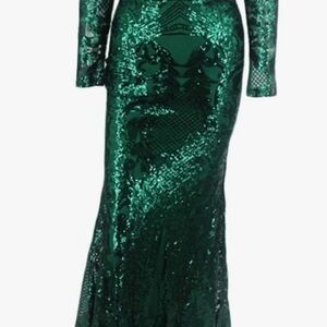 Emerald Long Sleeve Sequin Dress